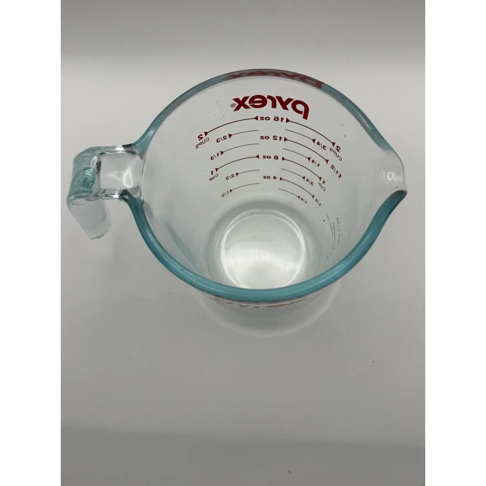 Pyrex 2 Cup Glass Measuring‎ Cup 16oz 500ml Red Lettering Clear with Handle
